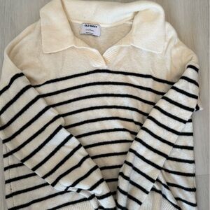 Old Navy Black and White Striped Women's Sweater
